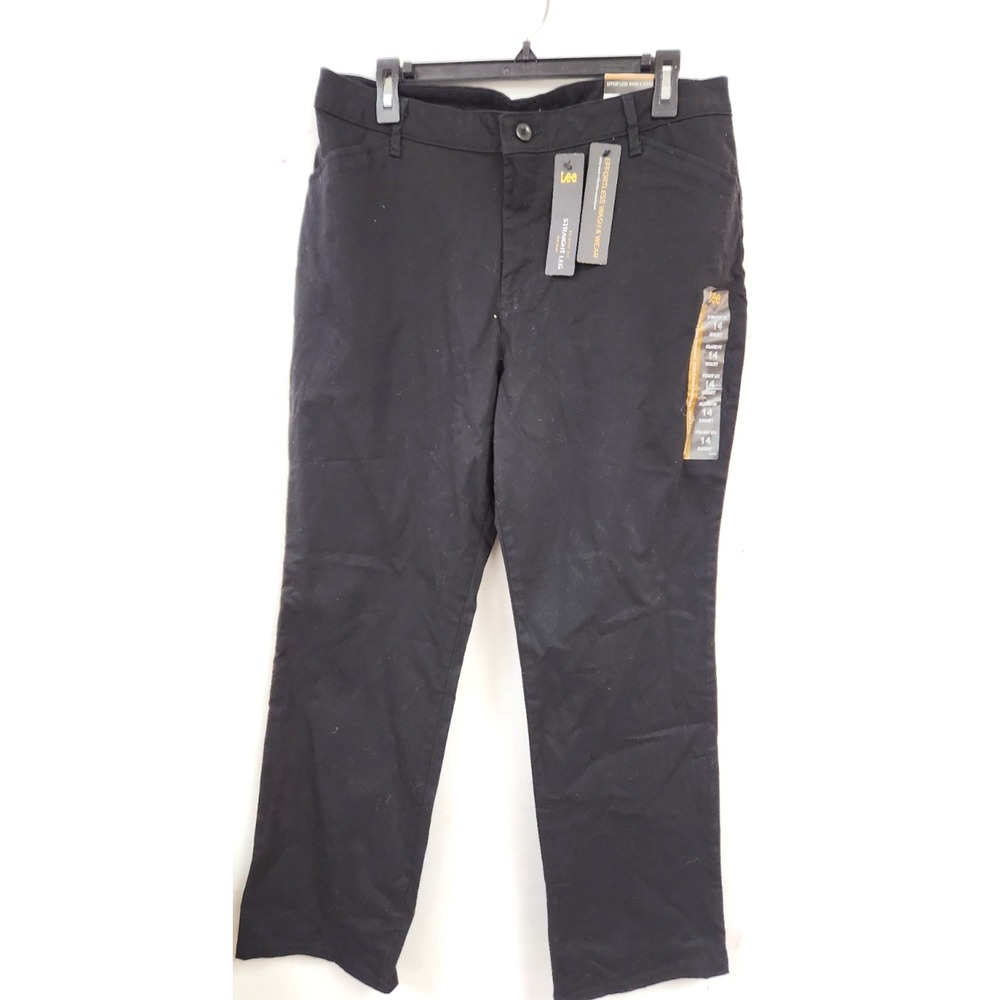 Lee Relaxed Fit Straight Leg Mid Rise Women's Black Pants SZ 14 NWT